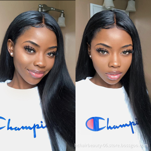 Brazilian Lace Front Human Hair Wigs For Women Remy Hair Straight Lace Front Wigs Pre plucked Hairline Full End Natural Black